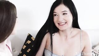Skinny girls carefully put stick in ass, 18 yo action
