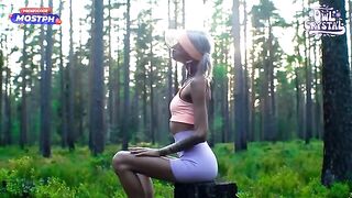 A beautiful girl sucks a cock of her neighbor in the forest