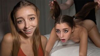 A girl was roughly fucked by her roommate in a hardcore scene