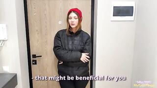 The delivery girl lost the package and offered herself instead