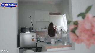 A cute petite teen offered a stranger to come in for tea and more