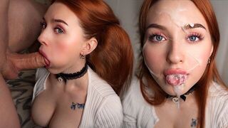 The girl skillfully used her mouth to achieve a quick finish