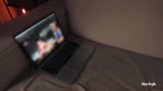 Babe got so excited while watching porn on Pornhub that she let me fuck her in the ass