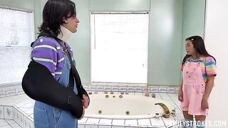 FMM threesome sex with young girls and piercings, damn hot!