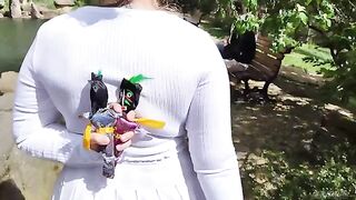 Whose cock is longer? A hot girl checks with three guys