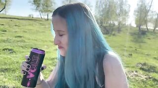 A sexual girl met a guy and she fucks with him in the woods