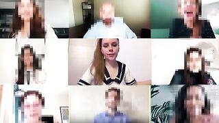 A girl is bored of her online meeting, so she decides to amuse herself