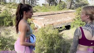 A girl took her girlfriend to the woods for a good fuck