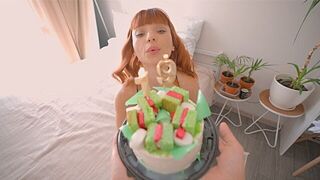 A red-haired beauty gets a special surprise from her stepbrother