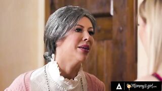 The old maid Alexis Fawx pretended to scold her stepdaughter in a steamy scene