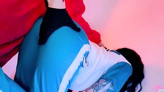 The slutty girl plays Squid Game with her warden in a steamy scene