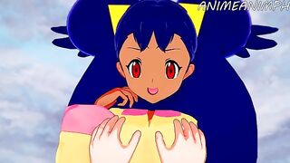 Iris, the Pokémon trainer, gets fucked in a passionate hentai scene