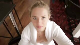 Step sister loves me when I cum on her tits accidentally