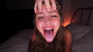 My boyfriend has destroyed my throat! Extreme blowjob with no limits and cum on my face