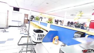 A hot chick in sexy clothes is fucking with a white guy