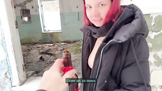 A girl caressed a bottle, as if it were a cock