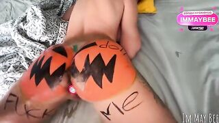 A sexy slut is getting fucked hard in a pumpkin, it’s Halloween