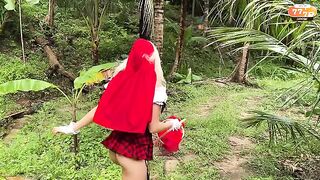 A little girl in a red cape has a steamy encounter on Halloween
