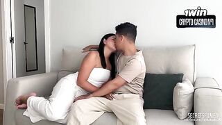 A passionate Latina woman was fully satisfied with a man’s cumshot