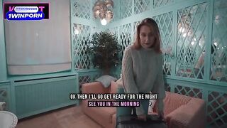 A girl is getting fucked by her stepson in a hotel room