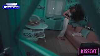 A girl is getting fucked by her stepson in a hotel room