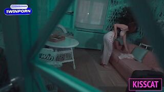 A girl is getting fucked by her stepson in a hotel room