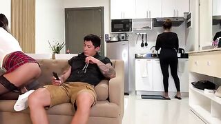 A girl came to her stepdad, he did not notice and she came