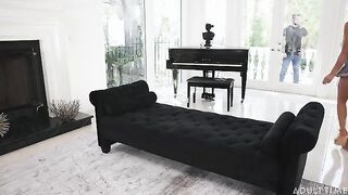Girl in passionate pose gets her pussy railed on the couch