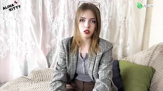 A girl turned her face toward the cum shot and caught it all