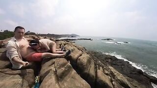 A girl with a juicy ass is having fun outdoors