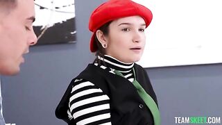 A girl with a wide ass was fucked hard in the doggystyle position