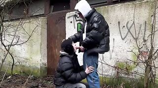 A passionate teen gets caught and fucked in public by a stranger