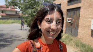 A sexy girl is fucking in front of the camera and a stranger