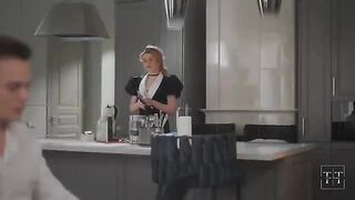 A young girl was fucked at home by a man with a huge cock