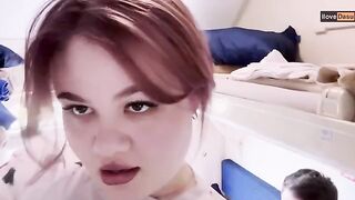 The girl got a cock in her mouth right on the train
