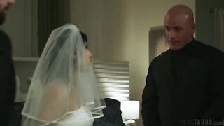 Babe with a tattoo gets fucked on the bed in doggystyle
