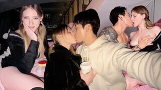 A passionate couple has an intense encounter in the car
