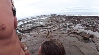 The beach is always wet - from the water and because of the girl