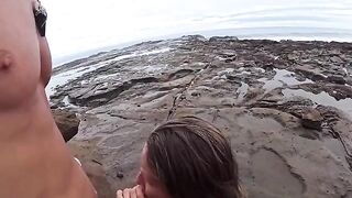 The beach is always wet - from the water and because of the girl
