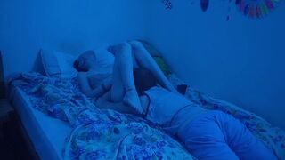 A girl licks her boyfriend’s cock, and he fucks her hard in bed