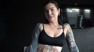 A girl with a dental brace is hungry for cock, even in public