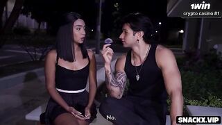 Perfect body Latina gets fucked hard in the street in an interview