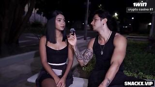 Perfect body Latina gets fucked hard in the street in an interview