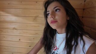 A stunning brunette gets naked and indulges in passion
