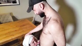 A hot girl is fucking with two muscular men in a steamy scene