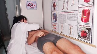 The doctor checks the patient’s condition more closely