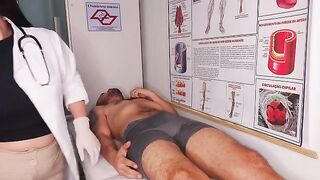 The doctor checks the patient’s condition more closely