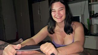 She sucks dick just for the sake of the bet at the party