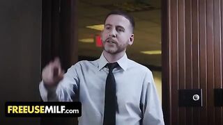 Submissive big tits moms are used by their boss in a bold workplace scene