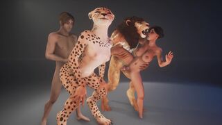 Furry woman fucked by a big cock monster in wild life scene
